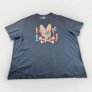 Psycho Bunny T-Shirt Mens 4XL Black Short Sleeve Pima Cotton Crewneck Bones READ